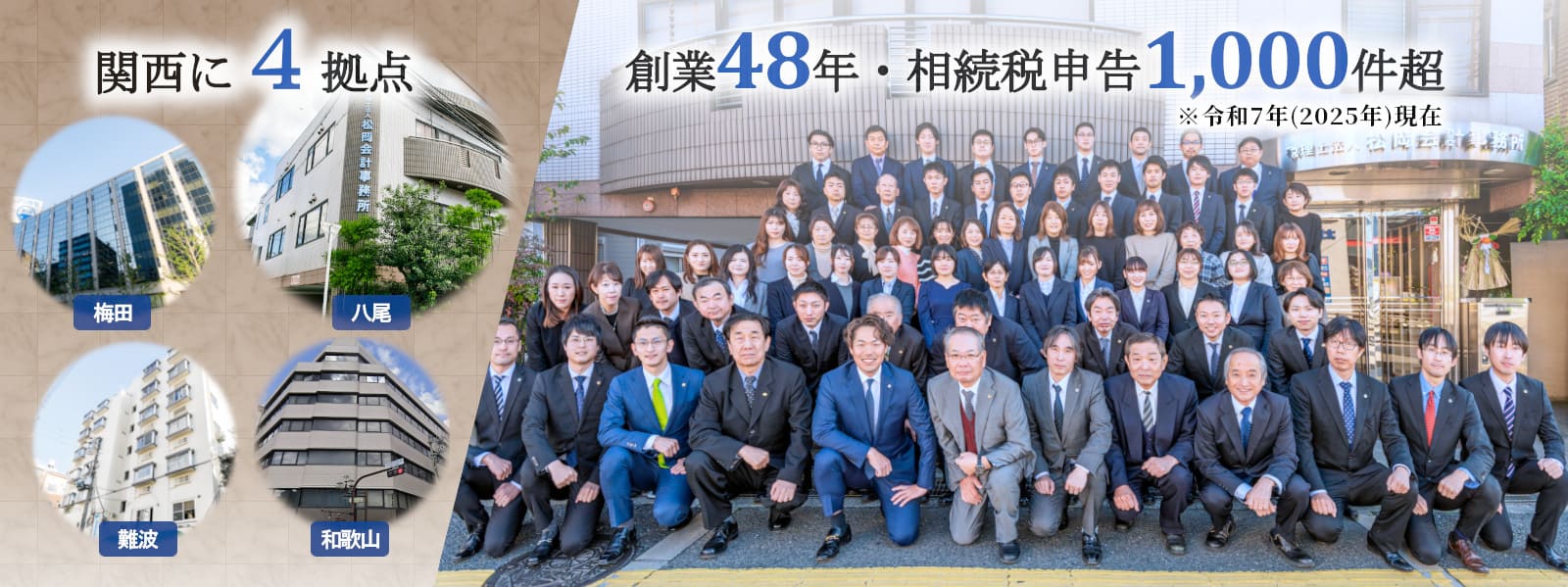 大阪に3拠点、相続申告1,000件超えの実績を誇る相続税に強い税理士事務所！